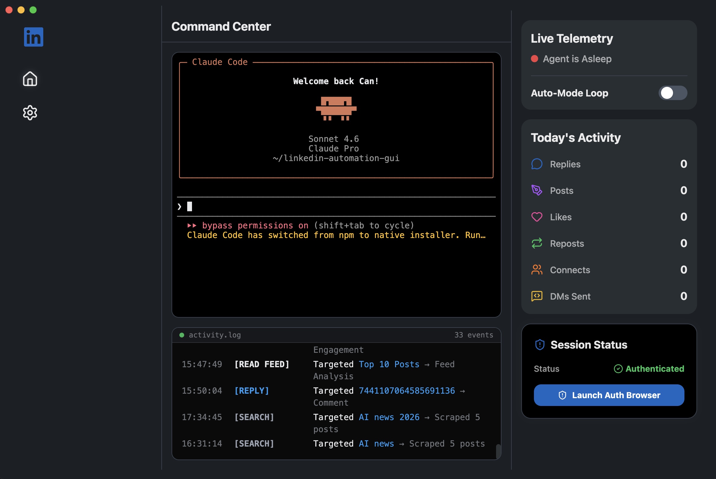 LinkedIn Auto-Agent — Command Center